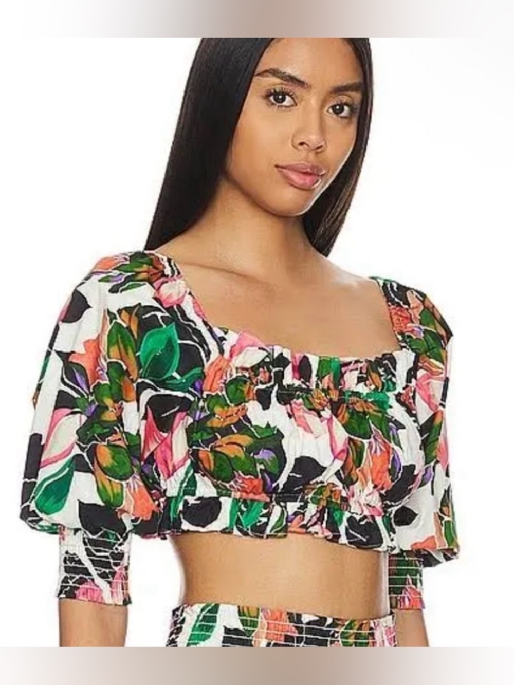 🌺 MISA Los Angeles Florian Las Palmas Crop Top